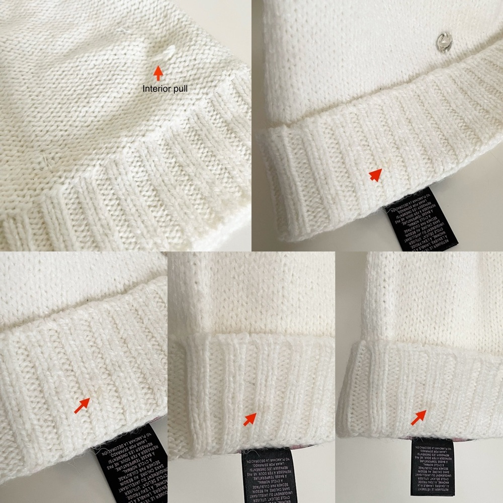 Victoria’s Secret Crystal Rhinestone Off White Knit Beanie Hat, One Size - Picture 7 of 13